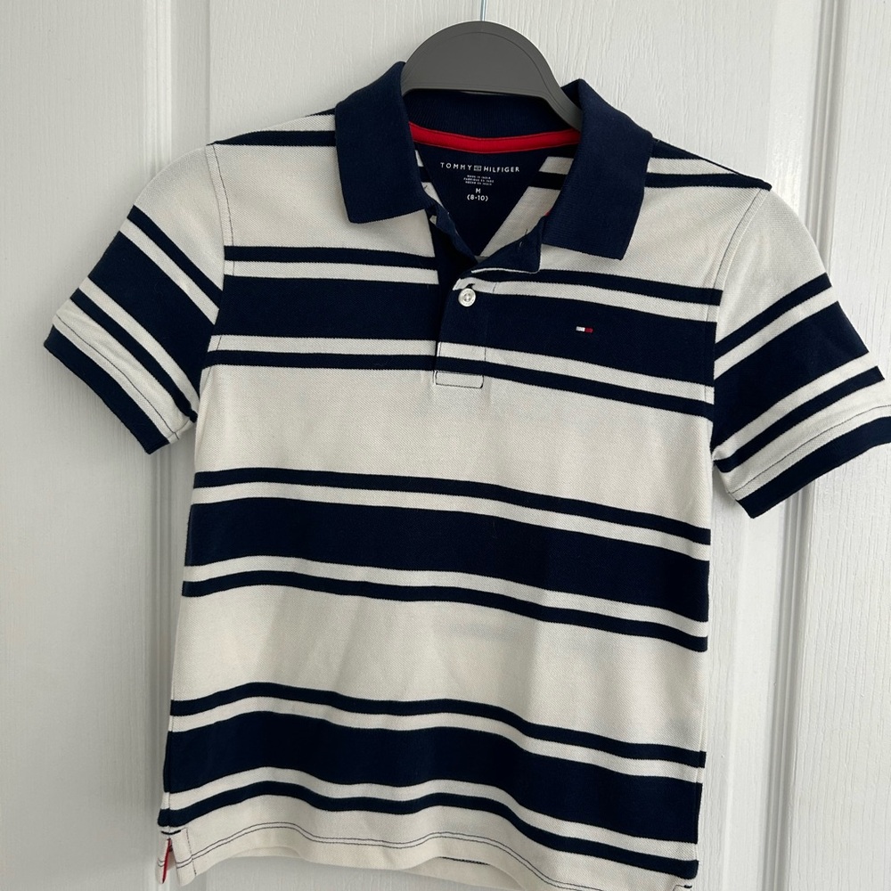 Tommy Hilfiger Kids Polo in Navy and Cream Stripes